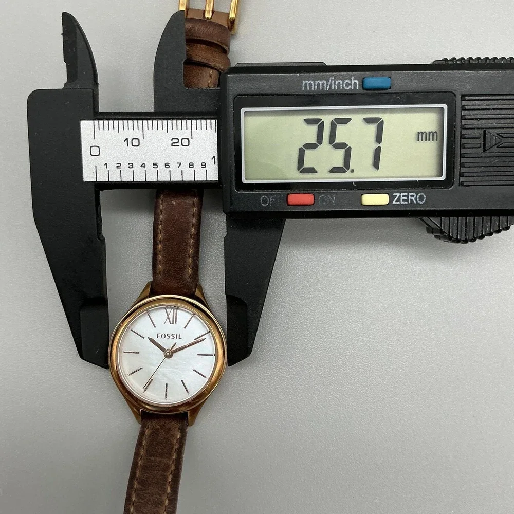 Fossil BQ1374 Womens Watch 26mm MOP Dial Brown Leather Gold Tone New Battery